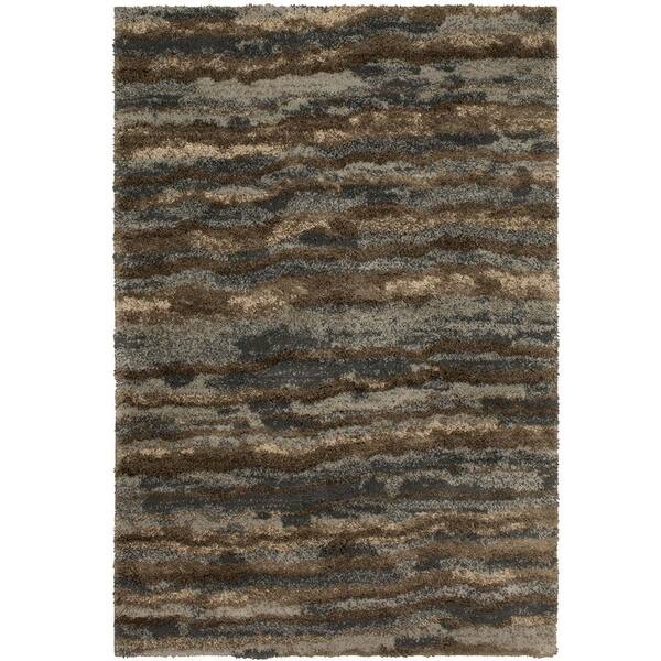 Mohawk Home Stria Grey 5 ft. x 7 ft. Shag Area Rug