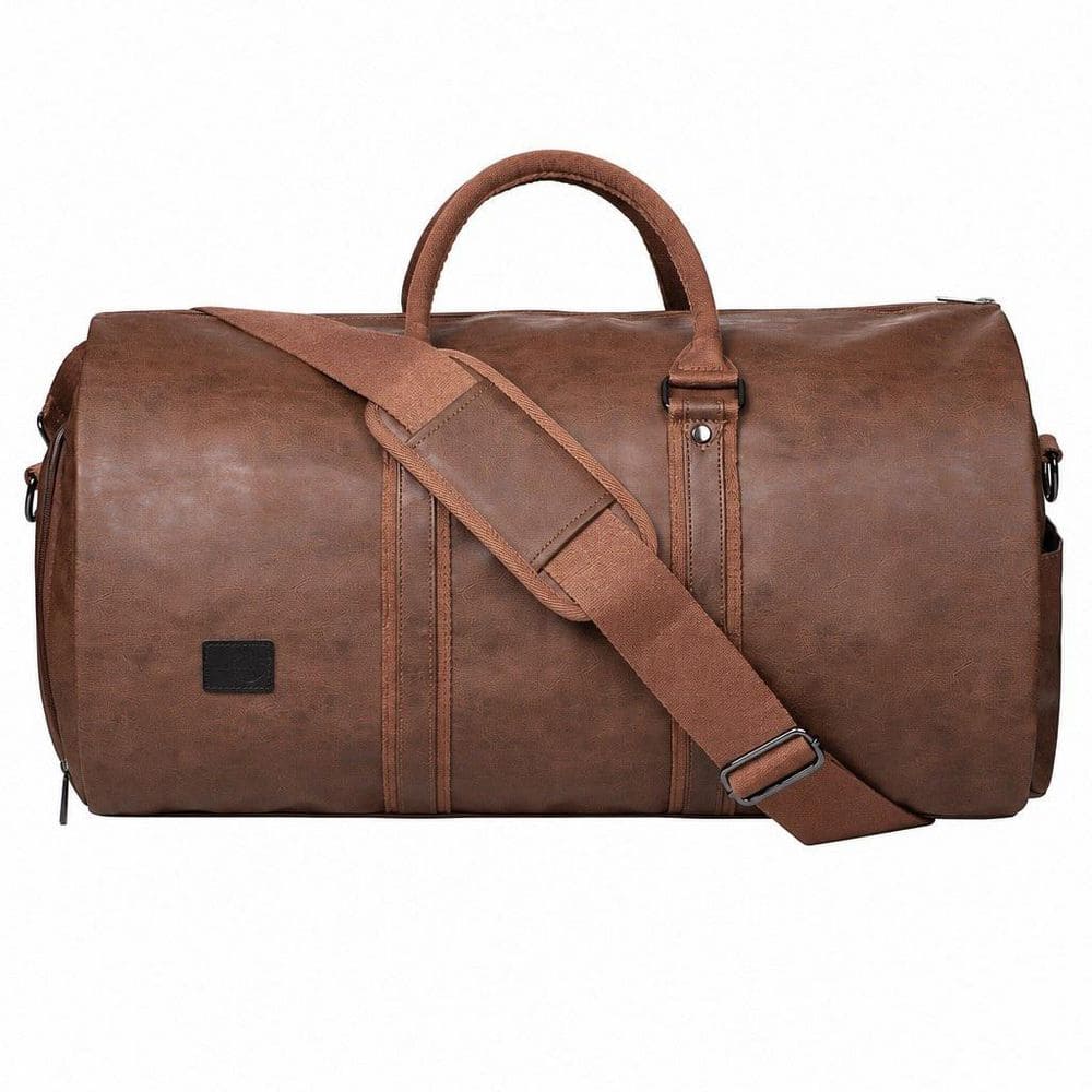 Brown Convertible Travel Garment Bag, Carry on Garment Duffel Bag, 2 in 1 Hanging Suitcase Suit Business Travel Bag