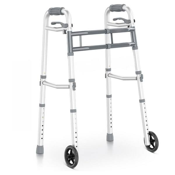 Wudkey Gray Aluminum Narrow Folding Walker with Trigger Release