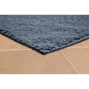 Queen Cotton Sky Blue 24 in. x 40 in. Washable Bathroom Accent Rug