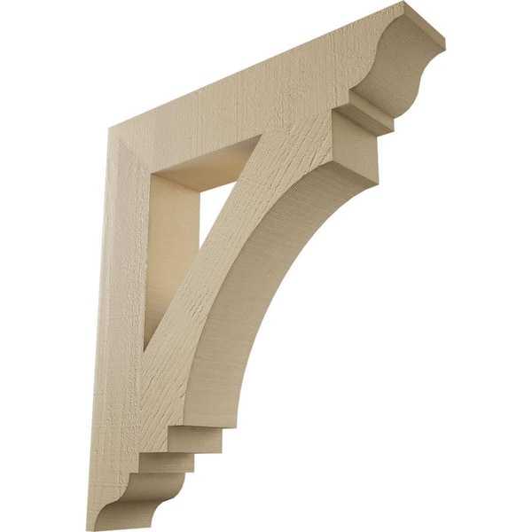 Ekena Millwork 5.5 in. x 32 in. x 28 in. Imperial Traditional Rough Cedar Woodgrain Timberthane Polyurethane Bracket, Primed Tan