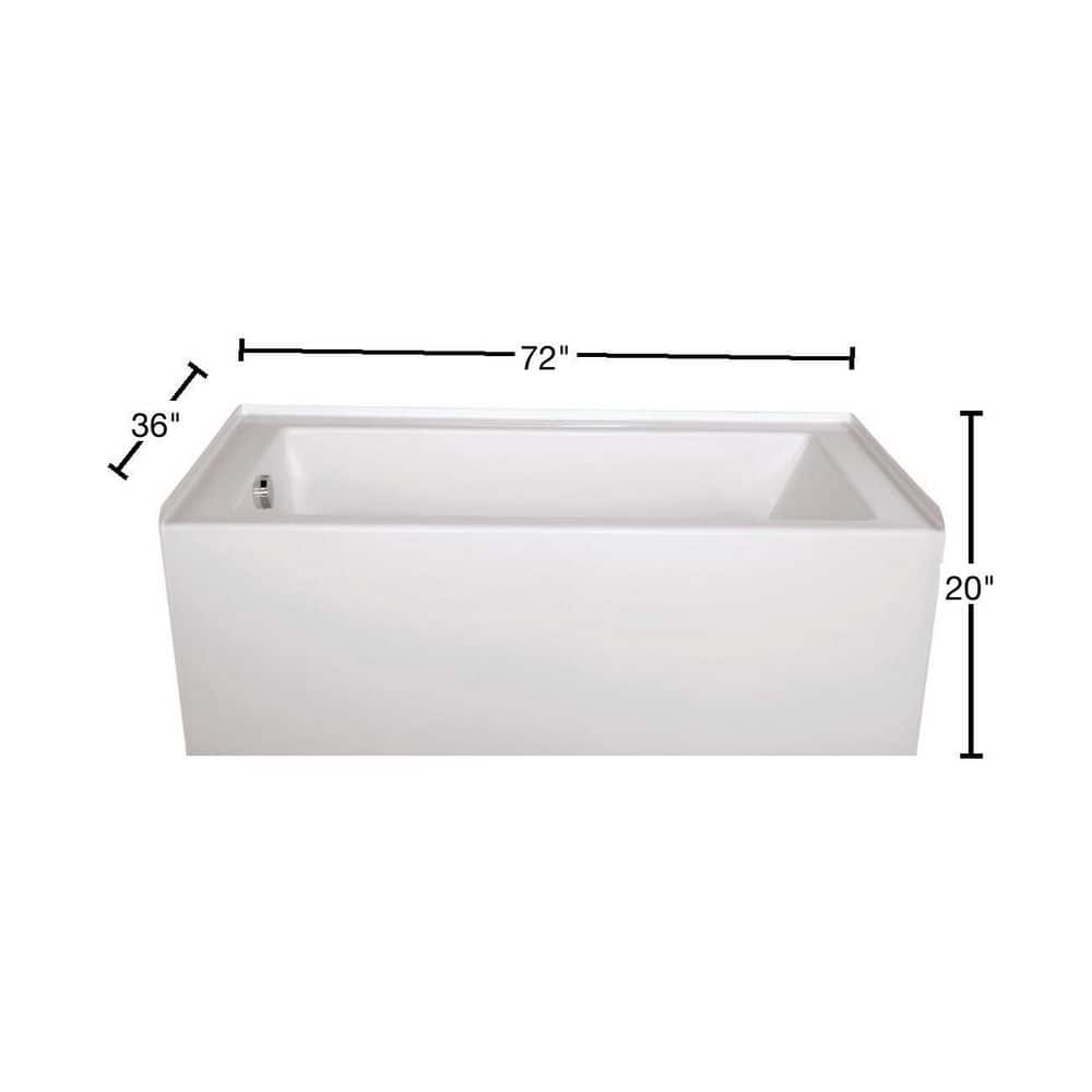 Sydney 72'' White Acrylic Alcove Whirlpool Bathtub with Jets