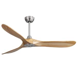 60 in. Indoor Brushed Nickel Plus Wood Modern Reversible DC Motor Ceiling Fan with Remote Included
