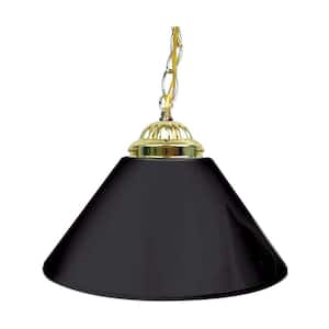14 in. Single Shade Black and Brass Hanging Lamp