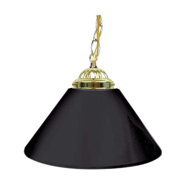 Trademark 14 in. Single Shade Black and Brass Hanging Lamp