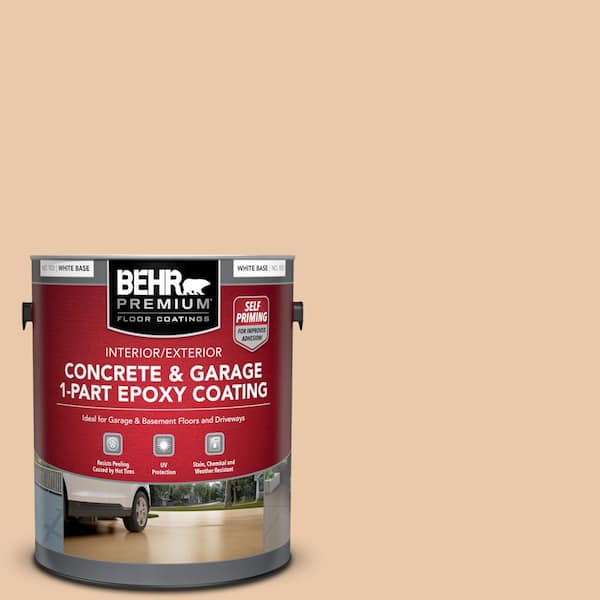 BEHR PREMIUM 1 gal. #S250-2 Almond Biscuit Self-Priming 1-Part Epoxy Satin Interior/Exterior Concrete and Garage Floor Paint