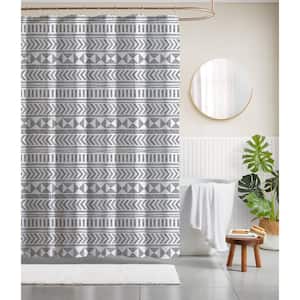 72 in. x 72 in. Polyester Canvas Shower Curtain in Arrows And Shapes Black Onyx