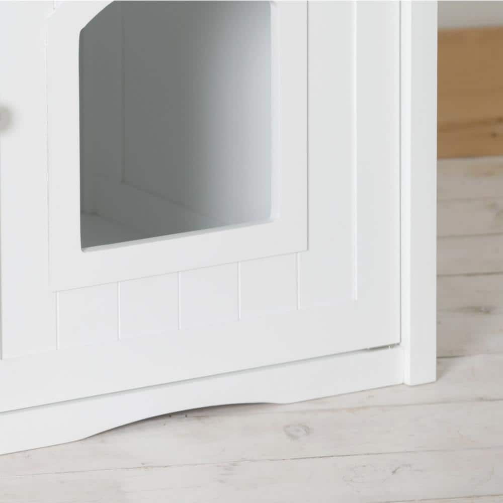 White Wooden Cat Washroom Night Stand Pet House