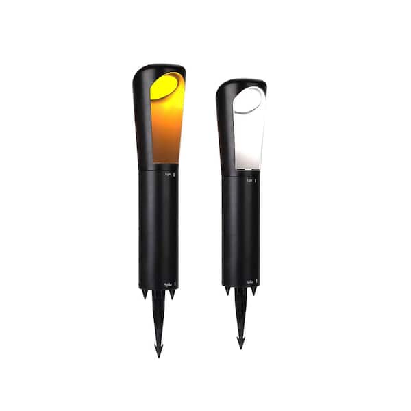 TECHKO Solar Black Integrated LED Garden and Path Light with Directional Amber or White Light
