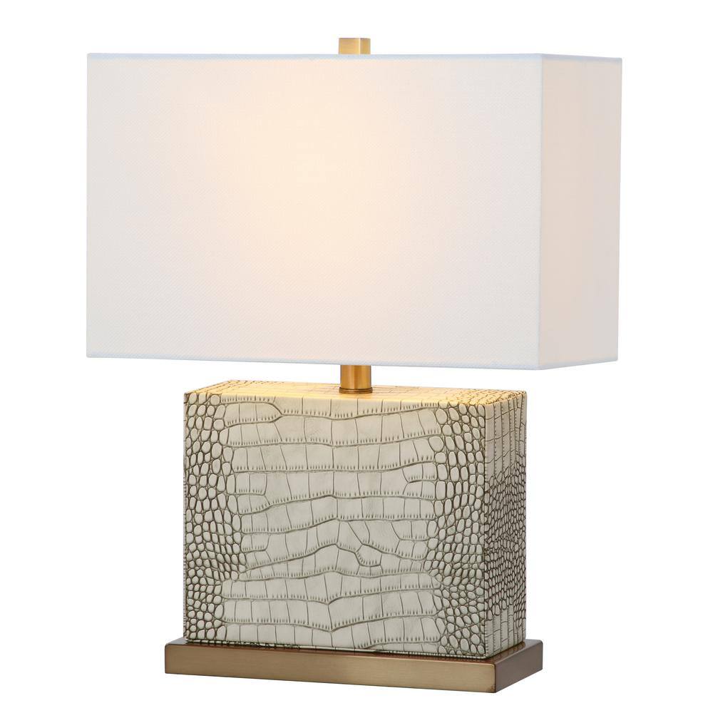 Delia Cream Faux Snakeskin 21-inch Traditional Table Lamp