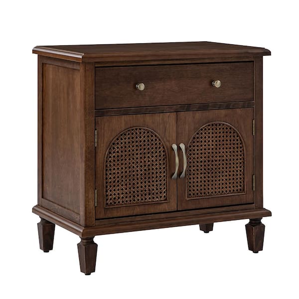 Gunther Walnut Traditional 27 in. Tall Nightstand with Built-in Power Outlet Set of 2