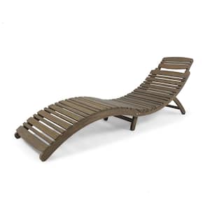 Gray Wood Outdoor Chaise Lounge with for Patio, Garden, Porch, Balcony