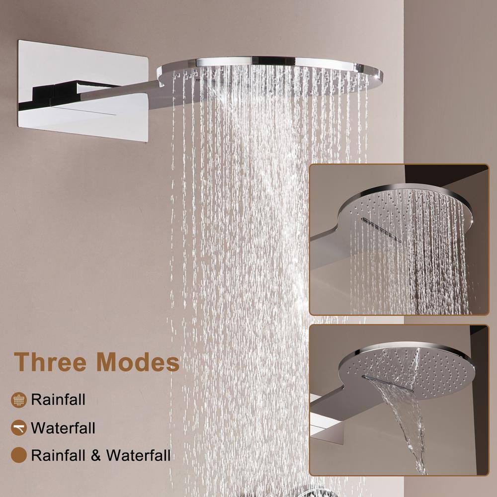 Chrome Dual Head Thermostatic Rain Shower System with Handheld