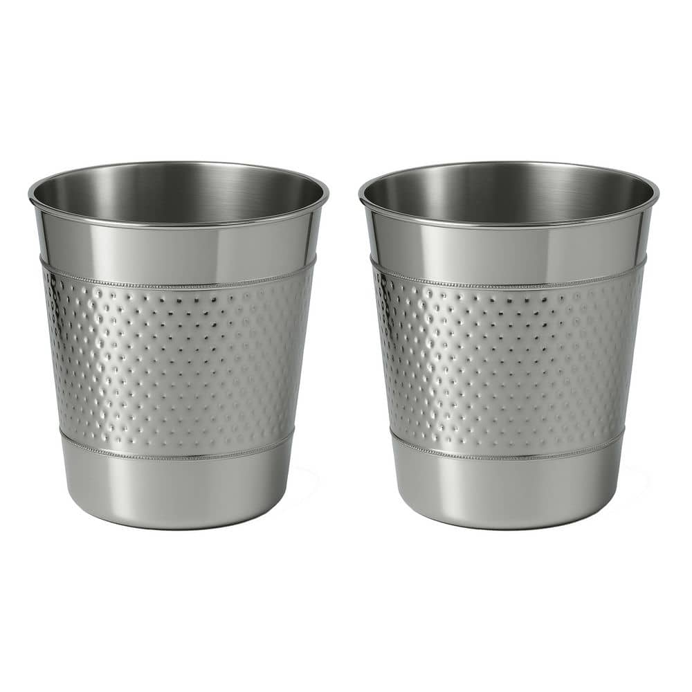 Riley Modern Classic Hammered Steel Accent 2 Gal. Waste Bin, Polished Steel (Set of 2) price history on PriceWatchPro