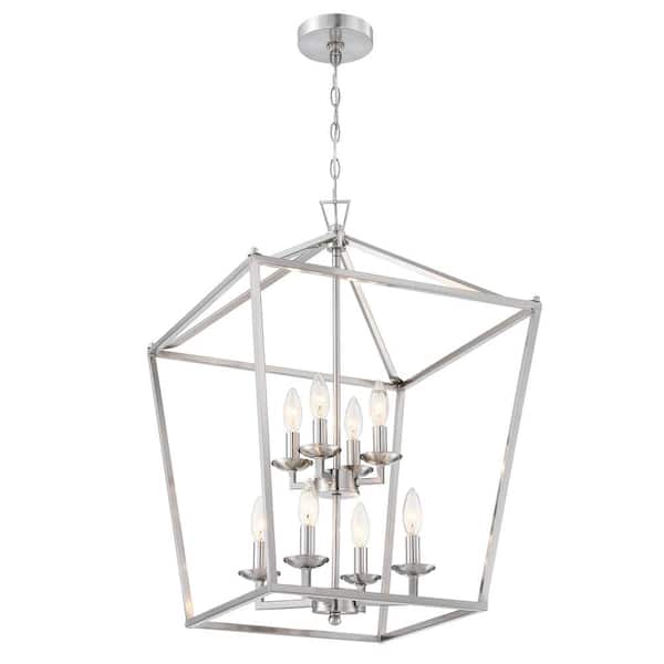 Modland Light Pro 60 Watt 8 Light Silver Brushed Nickel Shaded Pendant