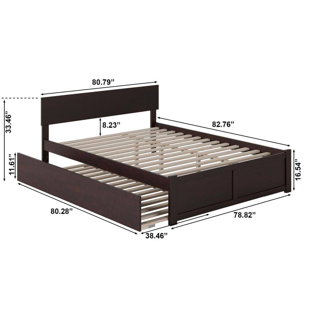 Orlando Espresso King Platform Bed with Wood Frame and Trundle