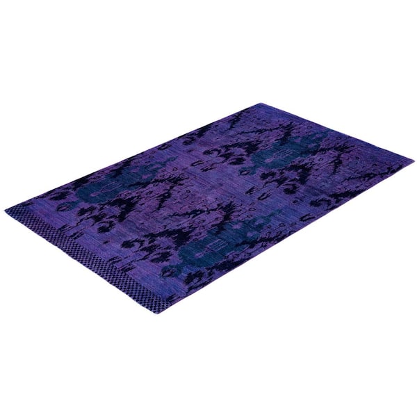 Overdyed Purple 5 ft. x 7 ft. Solid Wool Indoor Area Rug