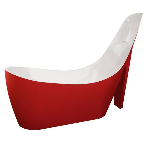 ANZZI Gala 6.7 ft. Acrylic Reversible Drain Freestanding Bathtub in Glossy Red