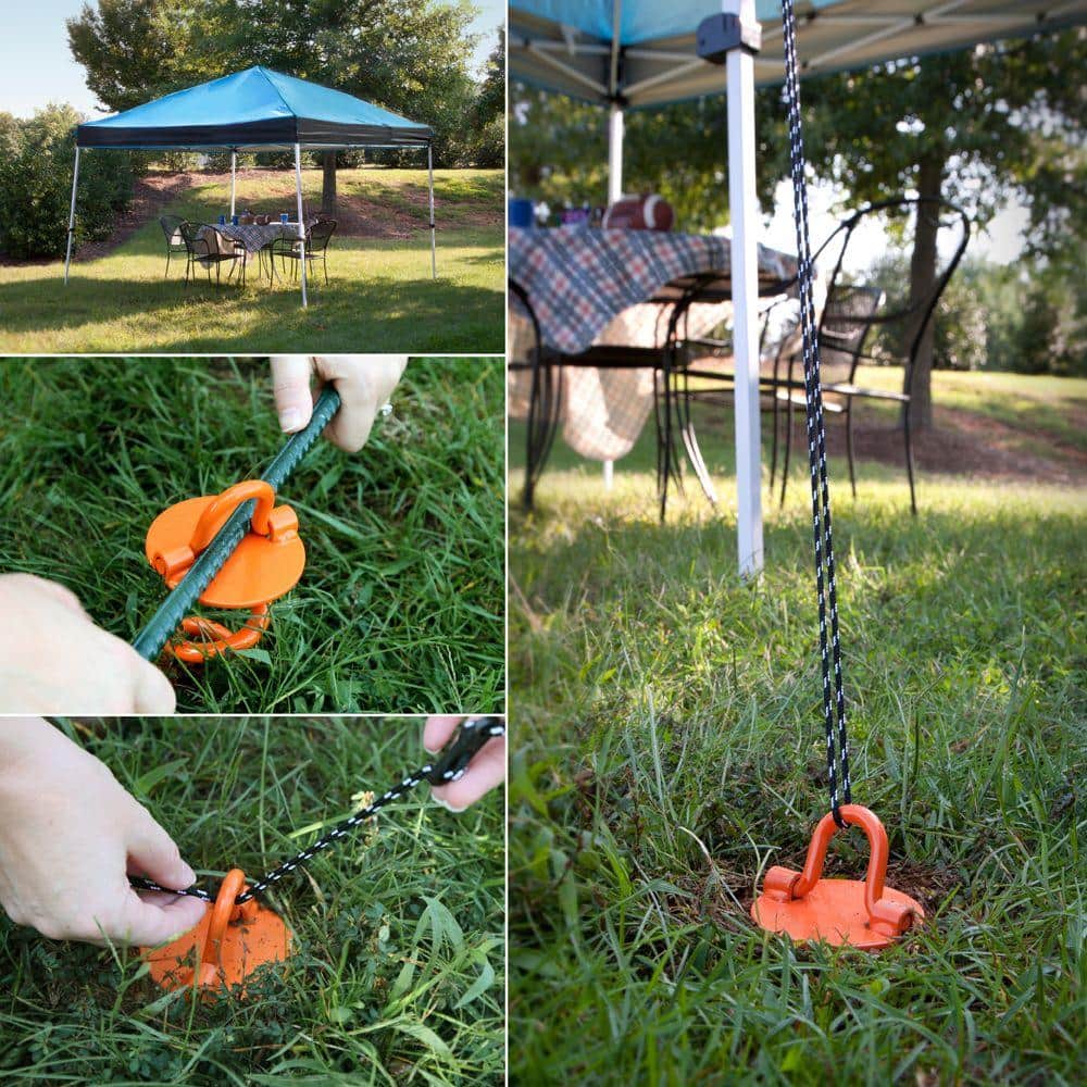 8-Inch Orange Steel Spiral Ground Anchor with Folding Ring