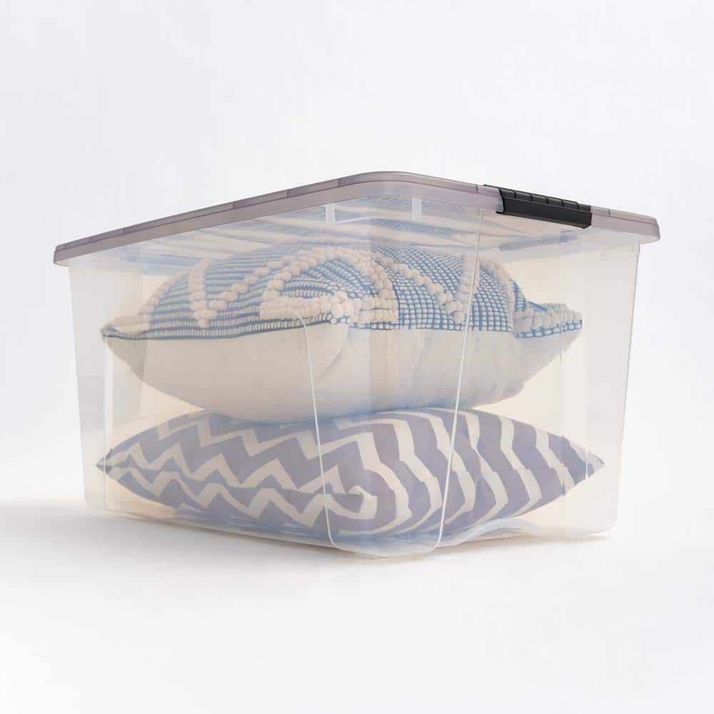 72 Quart Clear Stackable Plastic Storage Bins with Lids