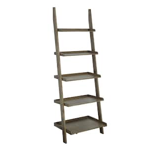 American Heritage 72 in. Driftwood Wood 5-Shelf Ladder Bookcase