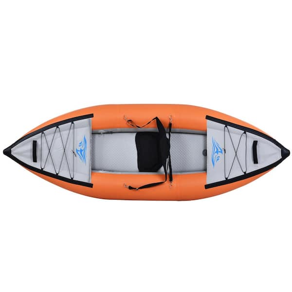 Orange Inflatable Kayak Set with Paddle & Air Pump, Portable