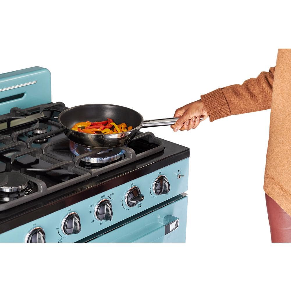 Ocean Mist Turquoise 30" Retro Freestanding Gas Range with Convection Oven