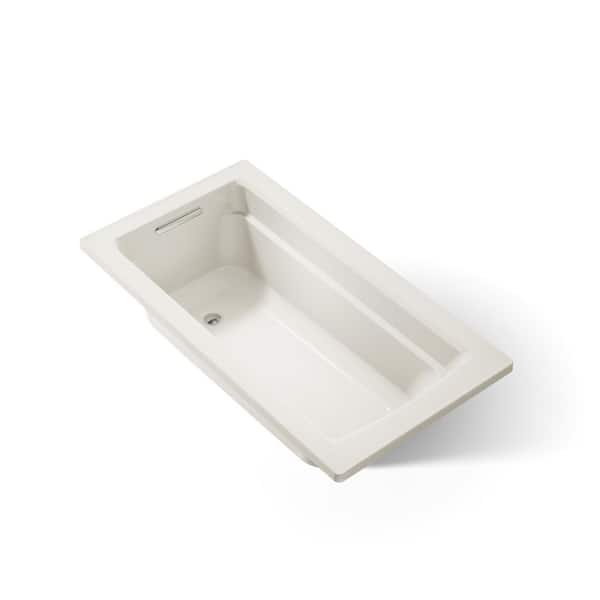 KOHLER Archer 60 in. x 32 in. Rectangular Soaking Bathtub with Reversible Drain in Biscuit