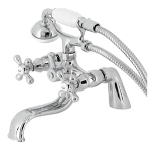 Kingston 3-Handle Deck-Mount Clawfoot Tub Faucets with Handshower in Polished Chrome