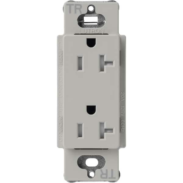 Lutron Claro 20-Amp Tamper-Resistant Duplex Receptacle, Pebble (SCRS-20-TR-PB)