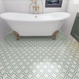 Ming Green 12 in. x 12 in. 5 Tiles Polished Marble Framed Square Mosaic Floor and Wall Tile (5 Sq. Ft.)