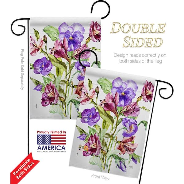Floral Decor Iris Flower Painting Spring Summer Fabric Double-sided Garden Flag 