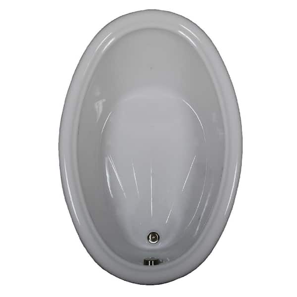 Comfortflo 60 in. x 42 in. Acrylic Oval Drop-in Soaking Bathtub with Reversible Drain in Bone