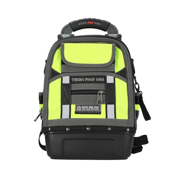 VETO PRO PAC 12 in. 39-Pocket Hi-Viz Yellow Nylon Bag/Tote with Padded Handle;Zippered Top;Shatterproof;Waterproof;Weatherproof