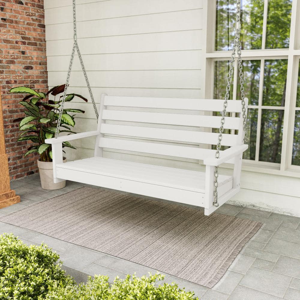 POLYWOOD Grant Park 48 in. 2-Person White HDPE Plastic Swing