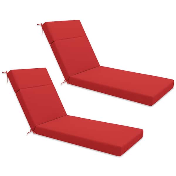 71 in. x 21 in. x 4 in. (2-Pack) Outdoor Water-Resistant Replacement Chaise Lounge Seat Cushion Red