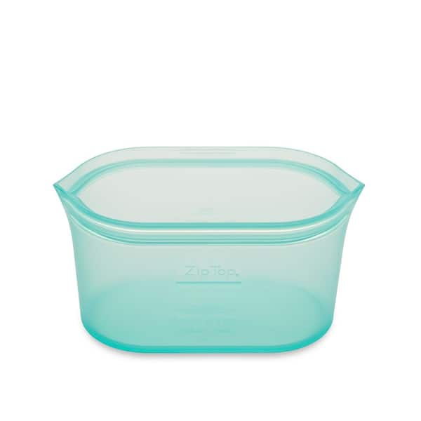 Reusable Silicone 3-Piece Cup Set - Small 8 oz., Medium 16 oz., Large 24 oz. Zippered Storage Containers in Teal