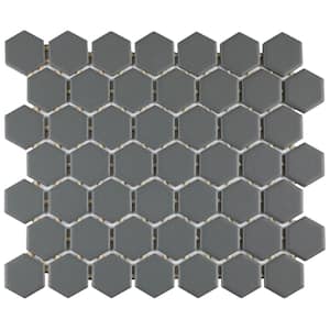 Restore Matte Charcoal Gray Hexagon 10 in. x 12 in. x 6.35 mm Glazed Ceramic Mosaic Tile (0.81 sq. ft./Each)
