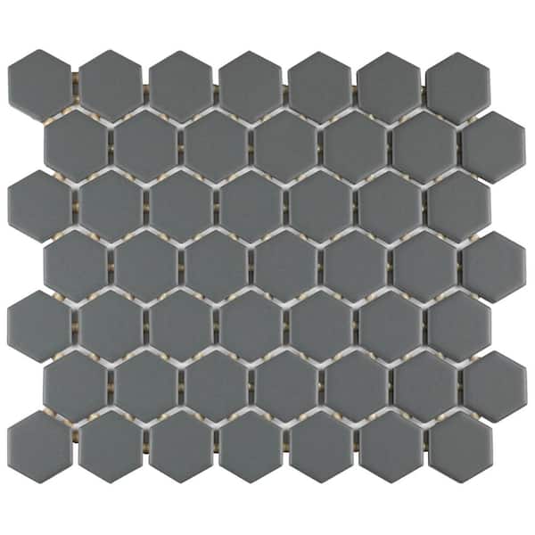Restore Matte Charcoal Gray Hexagon 10 in. x 12 in. x 6.35 mm Glazed  Ceramic Mosaic Tile (0.81 sq. ft./Each)