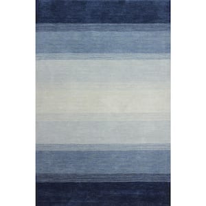 Contempo Blue 4 ft. x 6 ft. (3'6" x 5'6") Striped Contemporary Accent Rug