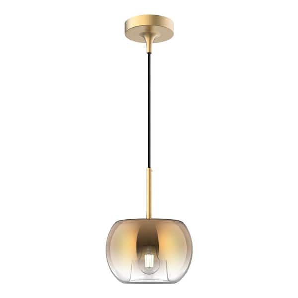 Samar 8 in. 1 Light 60-Watt Brushed Gold/Copper Pendant Light
