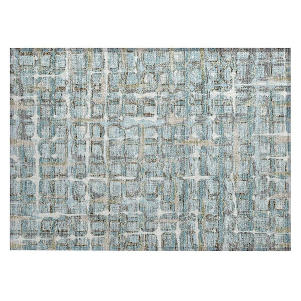 Chantille Machine Washable Indoor/Outdoor Abstract ACN2762 Teal 3 ft. x 4 ft. Area Rug