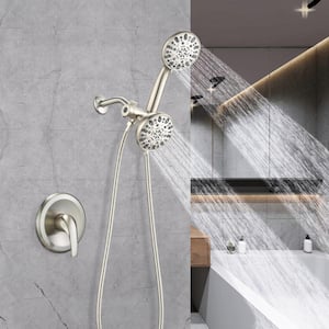 7-Spray Round High Pressure Multifunction Deluxe Wall Bar Shower Kit with Hand Shower in Brushed Nickel (Valve Included)