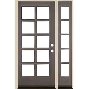 50 in. x 80 in. French LH Full Lite Clear Glass Grey Stain Douglas Fir Prehung Front Door with RSL