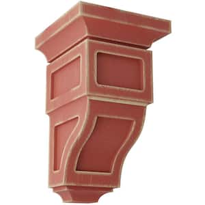 3-1/2 in. x 6 in. x 3-3/4 in. Salvage Red Mini Reyes Wood Vintage Decor Corbel