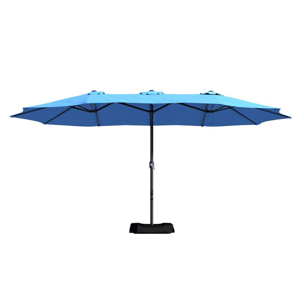 15 ft. Outdoor MarketPatio Umbrella Double Sided Design Umbrella in Blue with Crannk & Base price history on PriceWatchPro