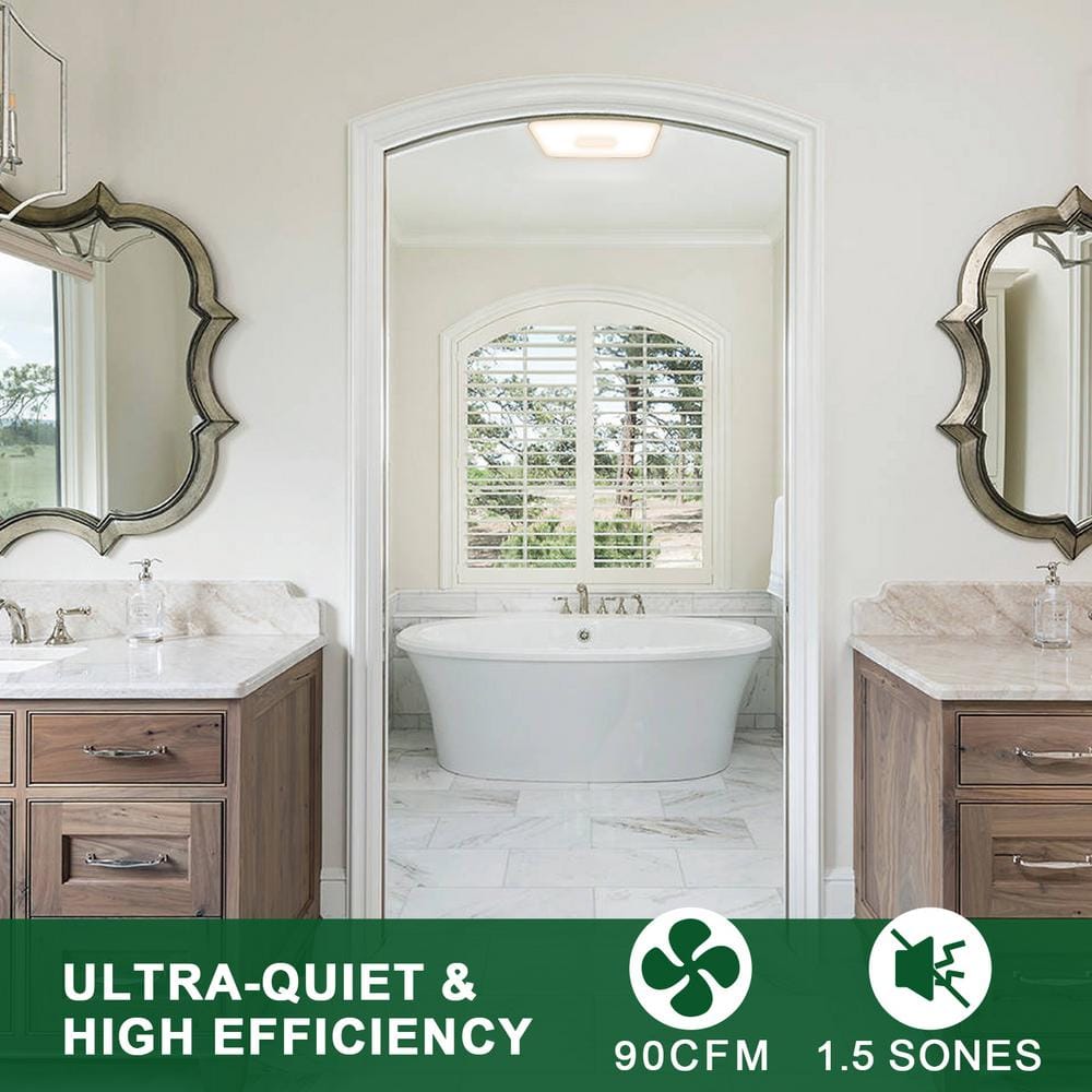 White Energy Star Ceiling Mount Bathroom Exhaust Fan with Light