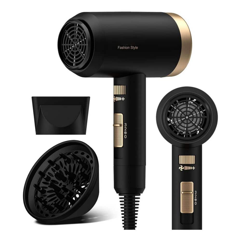 Wudkey 1600-Watts Hair Dryer in Black, Portable Ionic Blow Dryer