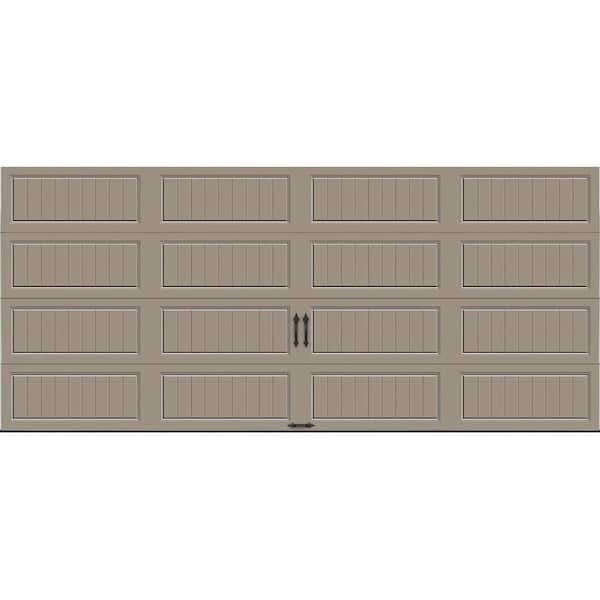 Clopay Gallery Steel Long Panel 16 ft x 7 ft Insulated 18.4 R-Value  Sandtone Garage Door without Windows