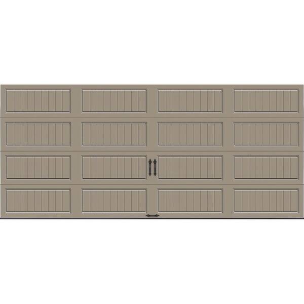 Clopay Gallery Steel Long Panel 16 ft x 7 ft Insulated 18.4 R-Value  Sandtone Garage Door without Windows